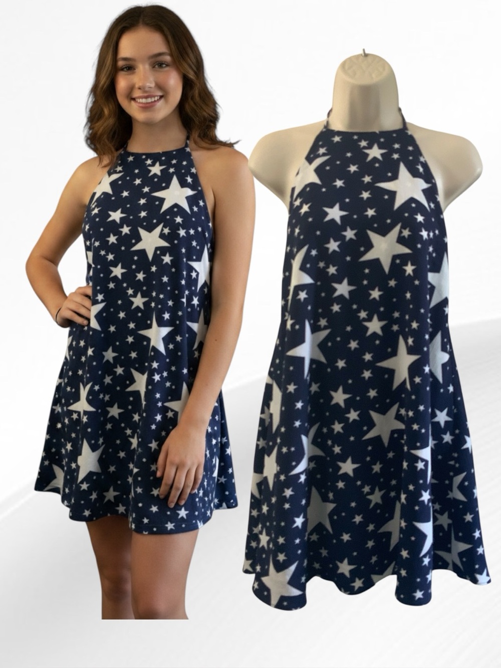 Show Me Your MuMu Halter Stars Mini Dress…Size XS MSRP $225